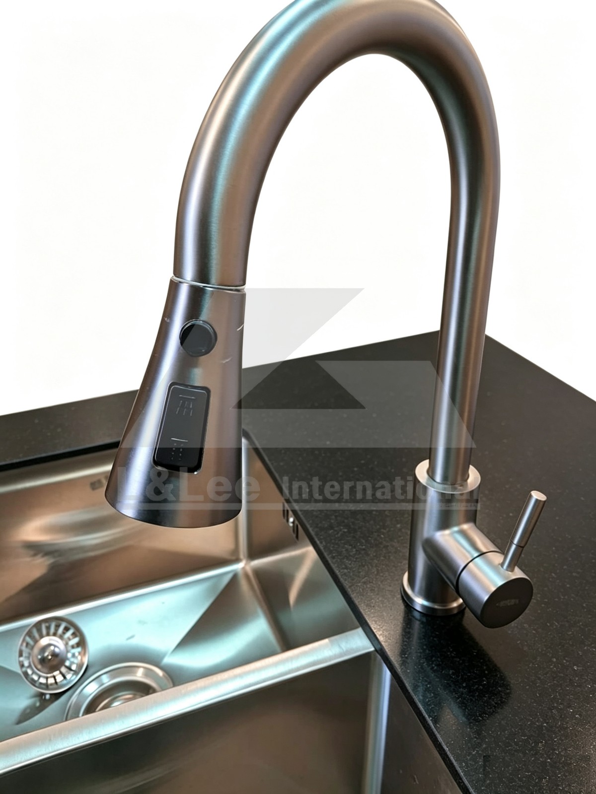Pull‑Out Kitchen Mixer Tap, Brushed Nickel Finish   
